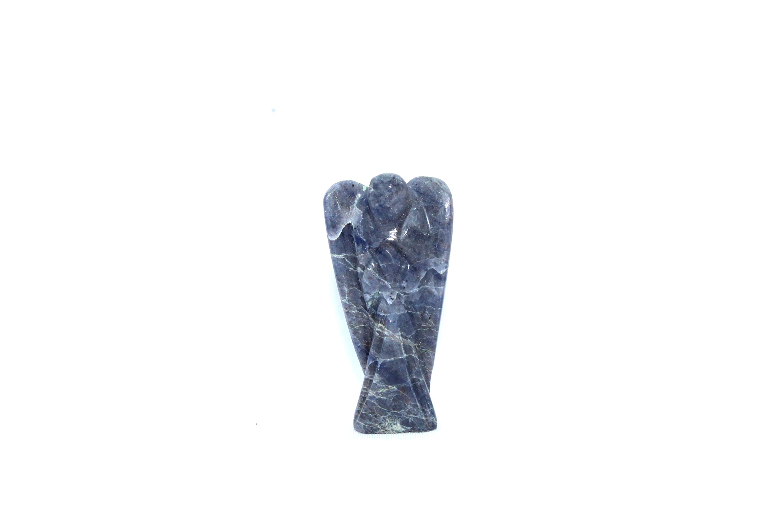 Iolite Gemstone Angel | 2-inch | Carved Pocket Crystal Guardian Angel | Natural Gemstone Angel | Home Decor