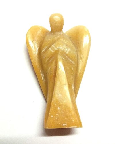 Yellow Jade Gemstone Angel | 2-inch | Carved Pocket Crystal Guardian Angel | Natural Crystal Angel | Home Decor