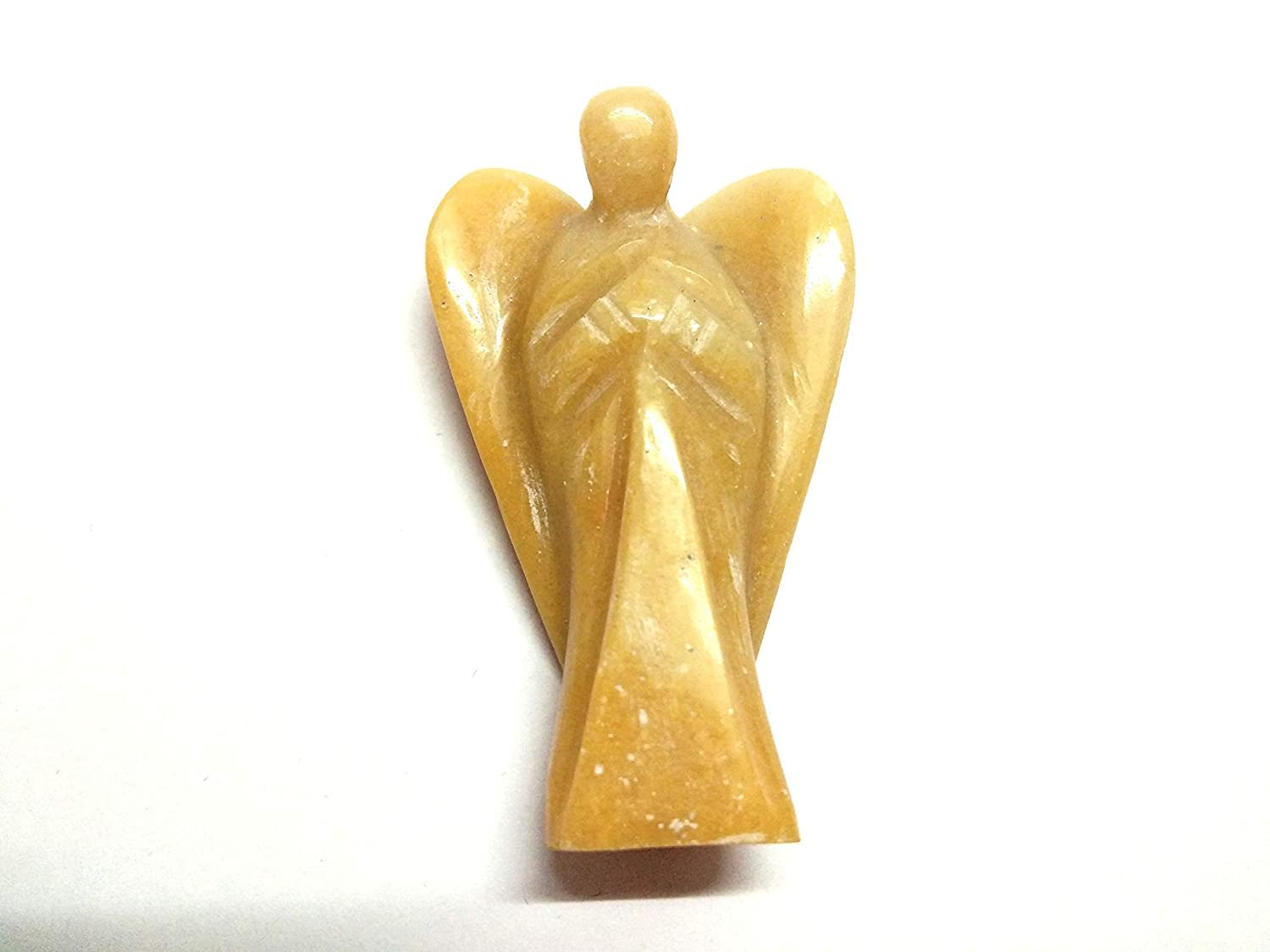 Yellow Jade Gemstone Angel | 2-inch | Carved Pocket Crystal Guardian Angel | Natural Crystal Angel | Home Decor