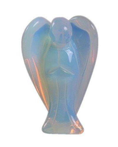 Opalite Gemstone Angel | 2-inch | Carved Pocket Crystal Guardian Angel | Home office Decor