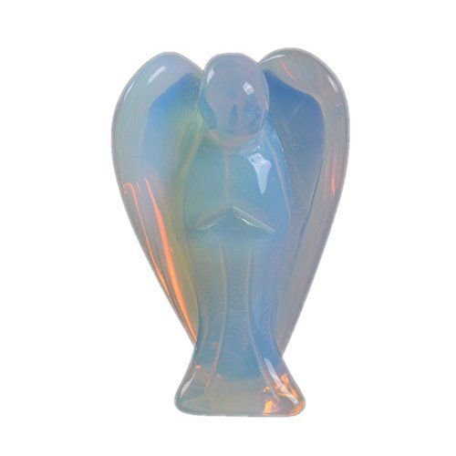 Opalite Gemstone Angel | 2-inch | Carved Pocket Crystal Guardian Angel | Home office Decor