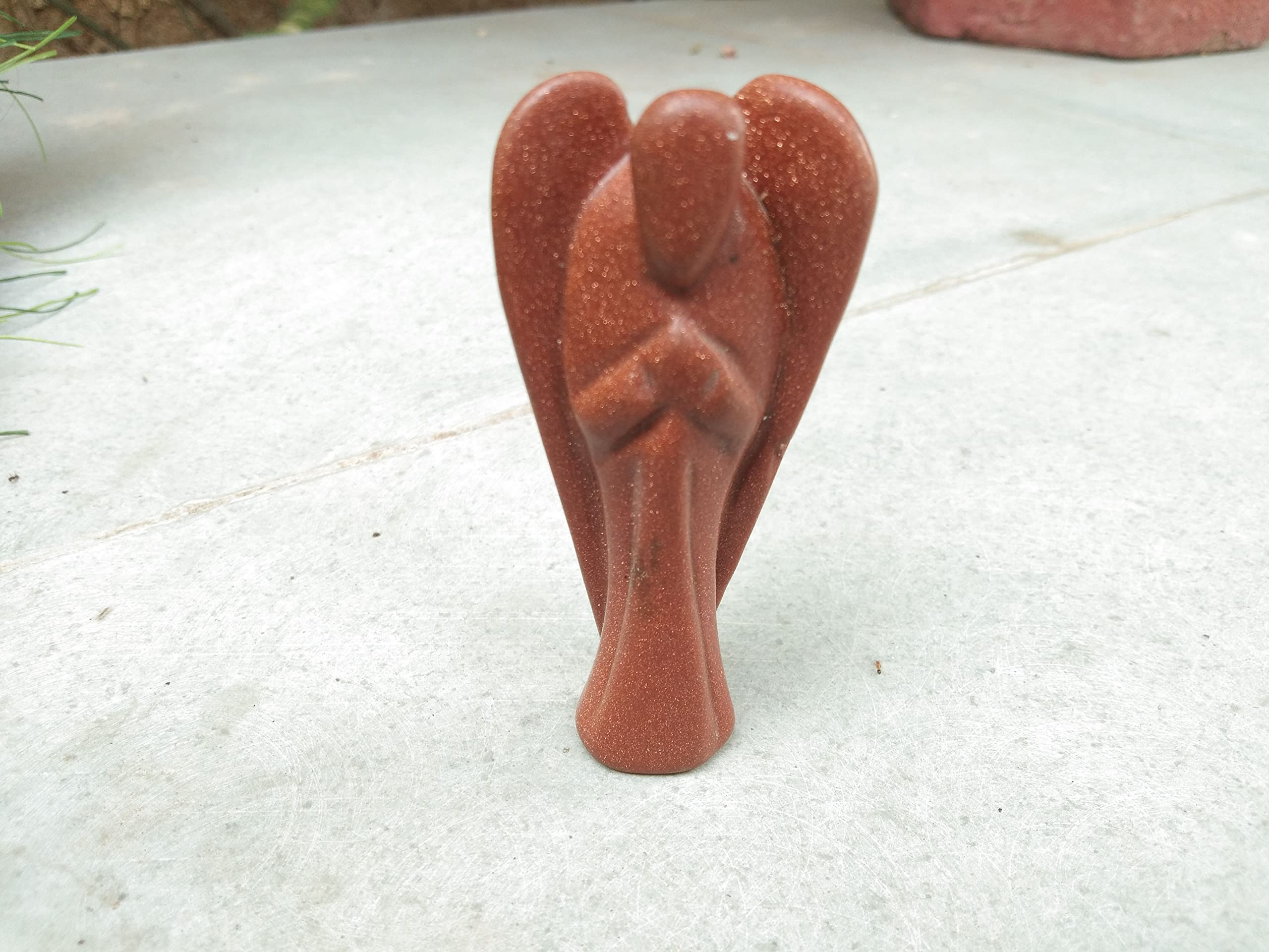 Red Goldstone Gemstone Angel | 3-inch | Spirituality | Natural Crystal Angel | Home Office Decor