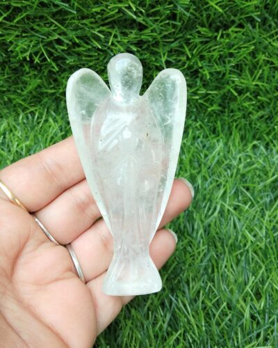 Clear Quartz Gemstone Angel | 3-inch | Natural Gemstone Angel | Home Office Decor
