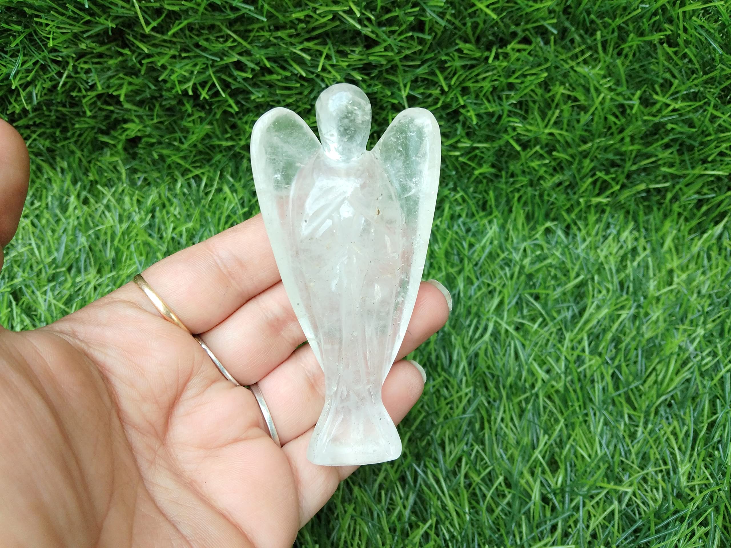 Clear Quartz Gemstone Angel | 3-inch | Natural Gemstone Angel | Home Office Decor