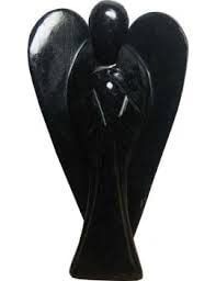 Black Tourmaline Gemstone Angel | 3-inch | Protection | Natural Crystal Angel | Home Office Decor