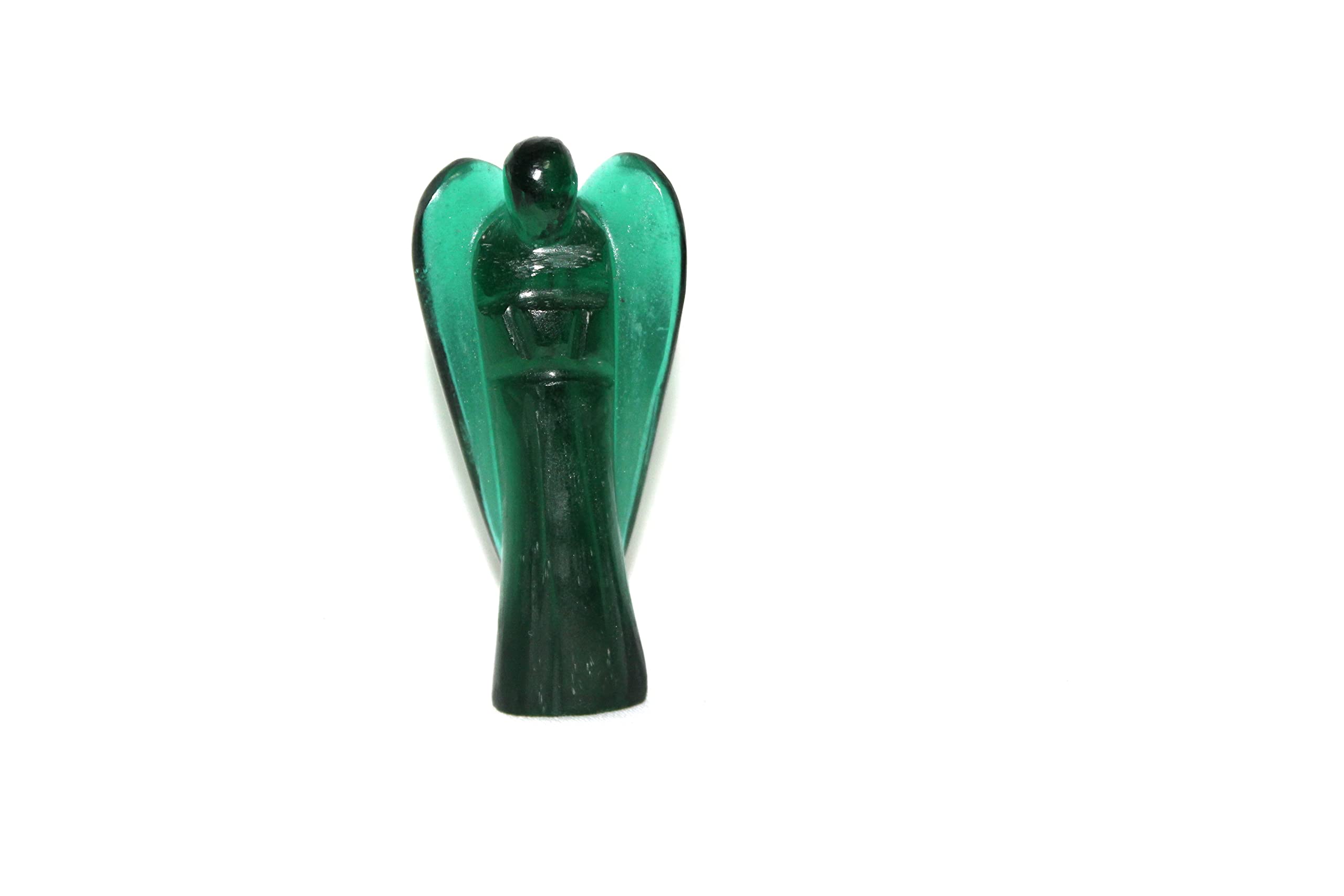 Green Glass Angel | 3-inch | Guardian Angel | Carved Pocket Peace | Home Office Decor