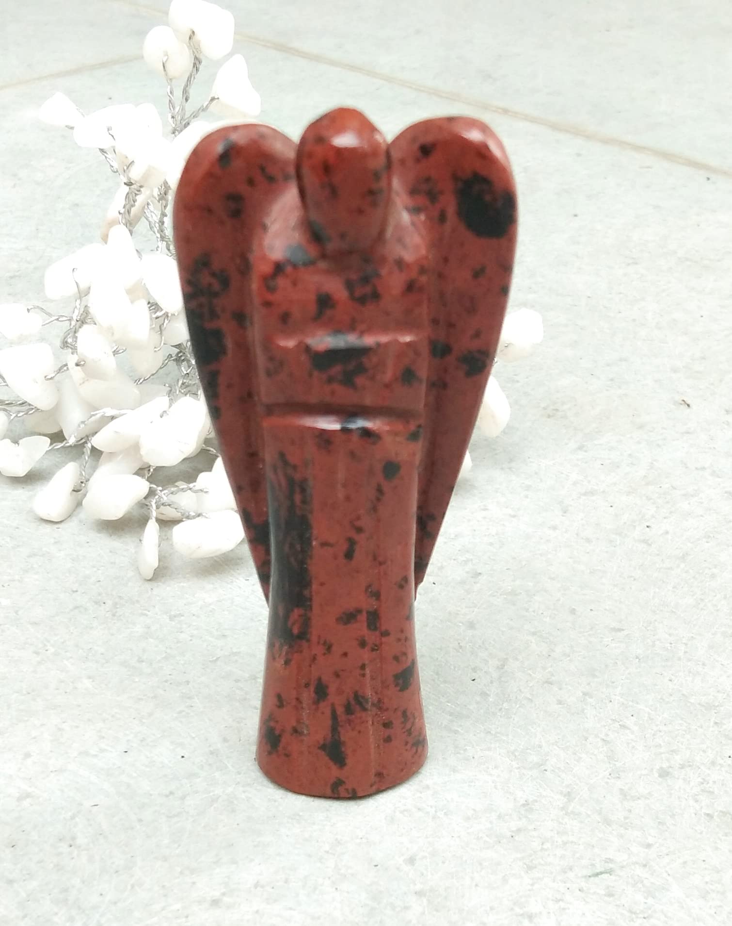 Mahogany Jasper Gemstone Angel | 3-inch | Guardian Angel Pocket Angel | Natural Gemstone Angel | Home Office Decor