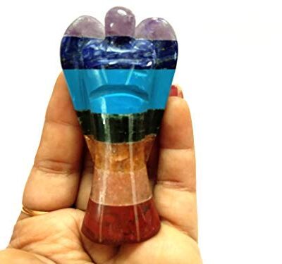 Chakra Bonded Gemstone Angel | 3-inch | Reiki Chakra Balance Spiritual Healing | Natural Crystal Angel | Home Office DEcor