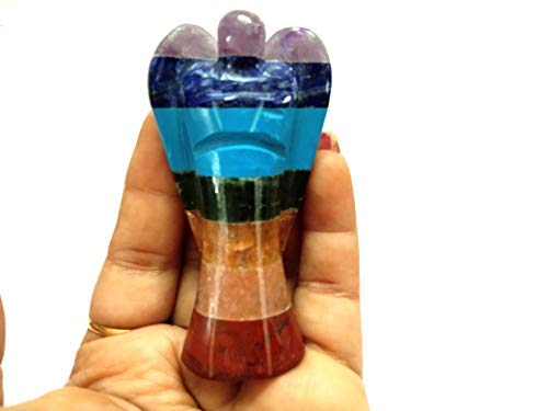 Chakra Bonded Gemstone Angel | 3-inch | Reiki Chakra Balance Spiritual Healing | Natural Crystal Angel | Home Office DEcor