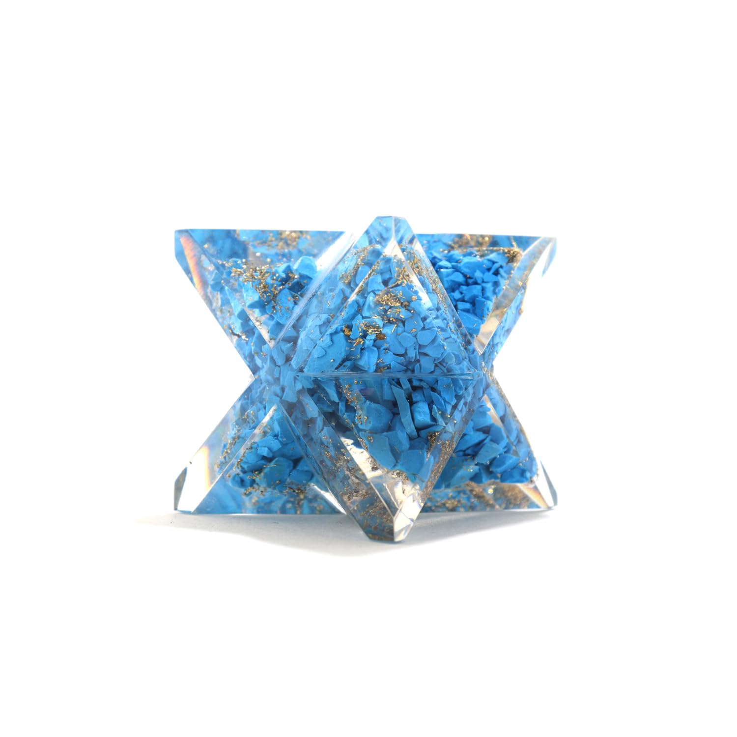 Turquoise Orgone Merkaba | 4-inch | Copper Metal Mix | Decorative Item | Home Office Decor