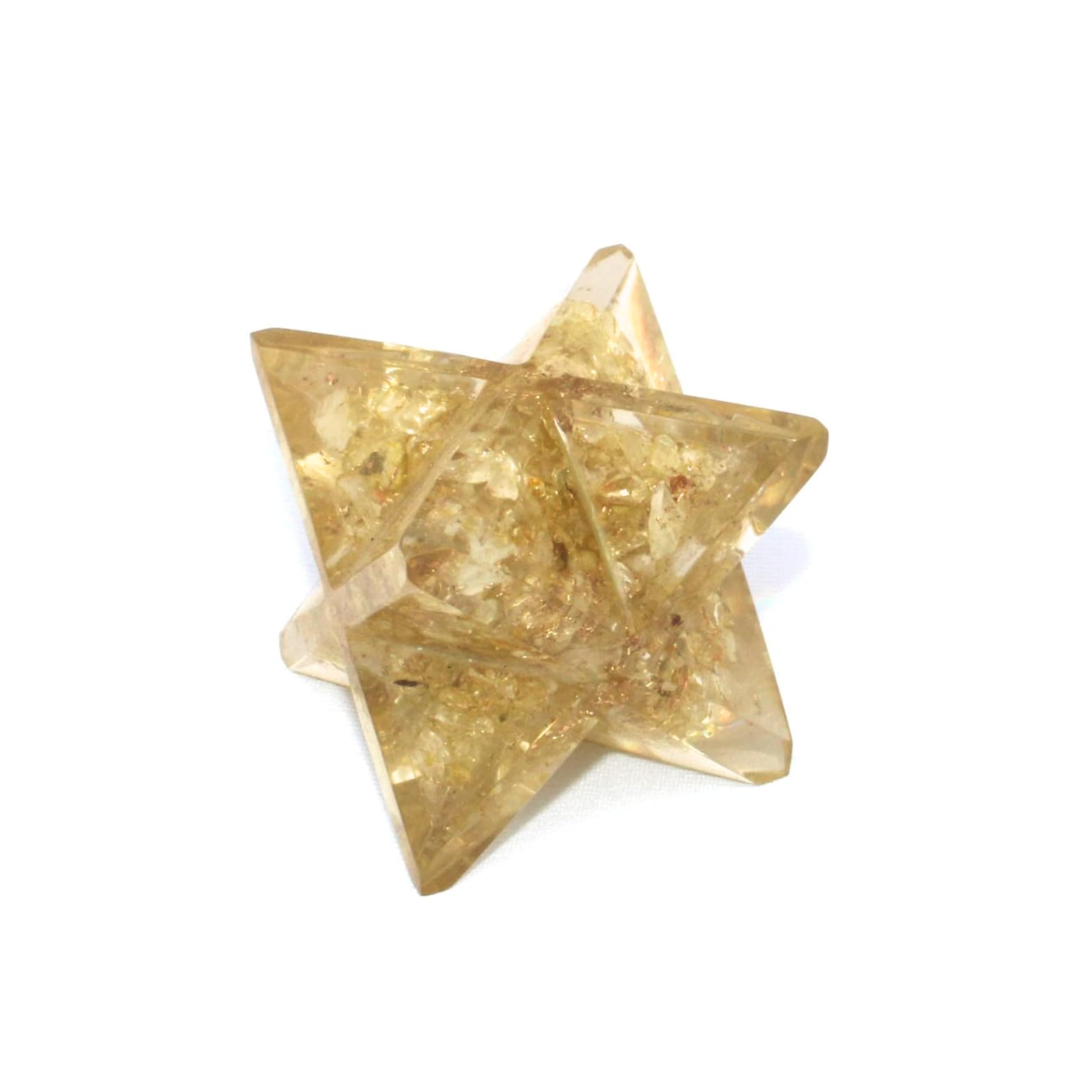 Citrine Orgone Merkaba | 4-inch | Spiritual , Prosperity | Energy Balancing | Decorative Item | Home Office Decor