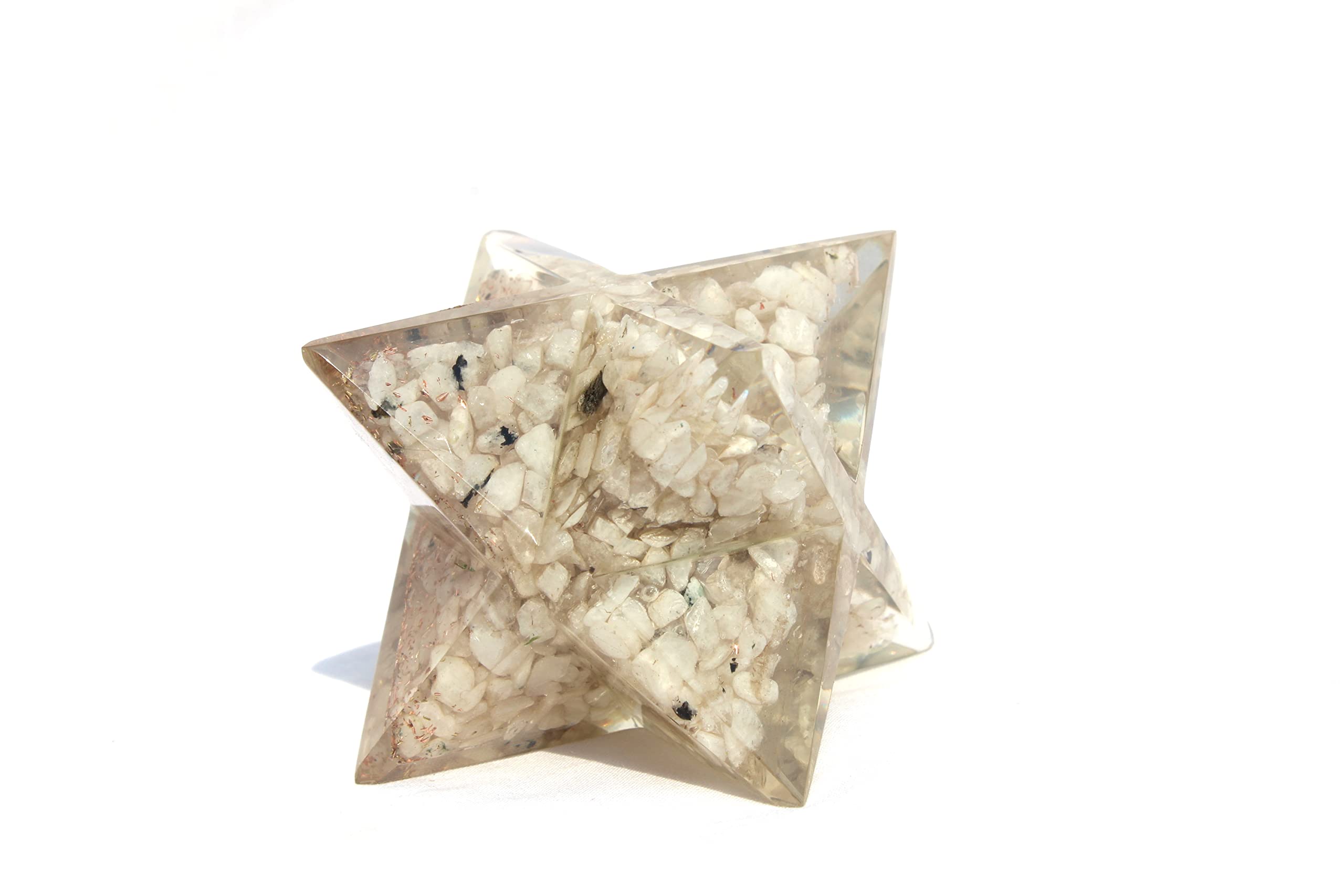 Rainbow Moonstone Orgone Merkaba | 4-inch | Positive Energy | Home Office Decor