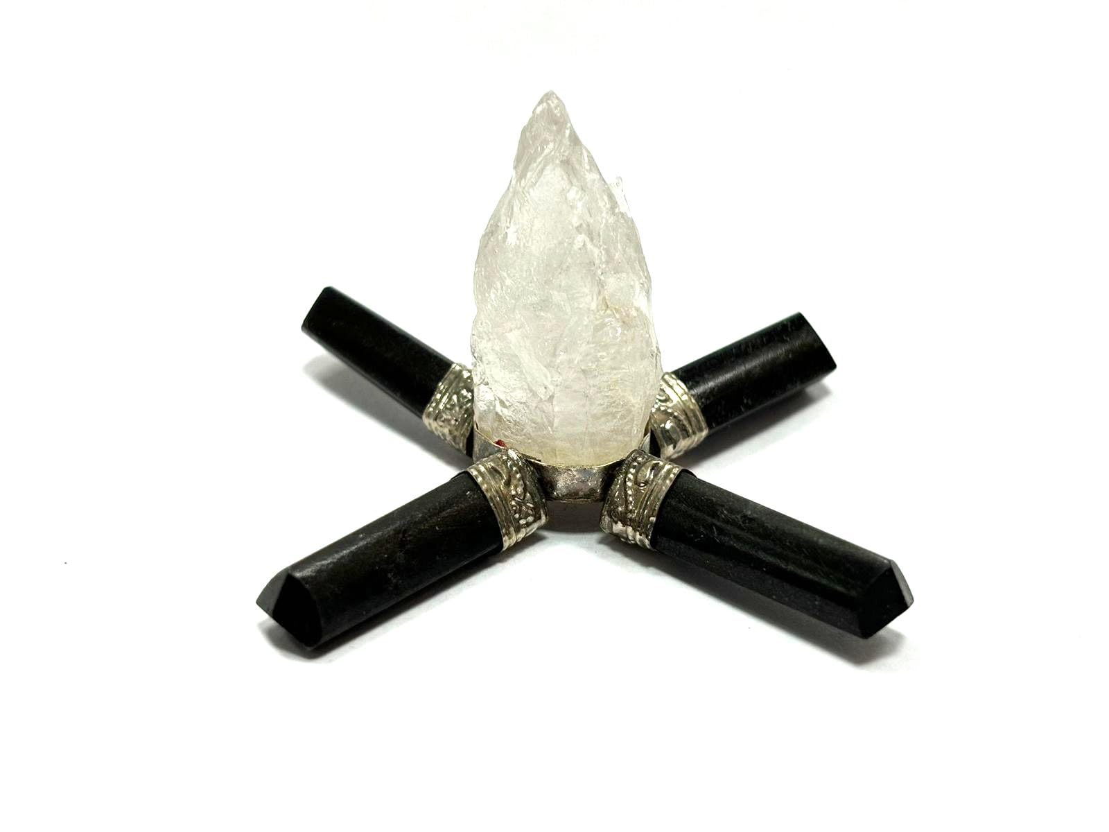 Natural Crystal Tourmaline Generator | 4-point | Positivity | Vaastu Healing Cleansing Energy Spiritual | Home Decor
