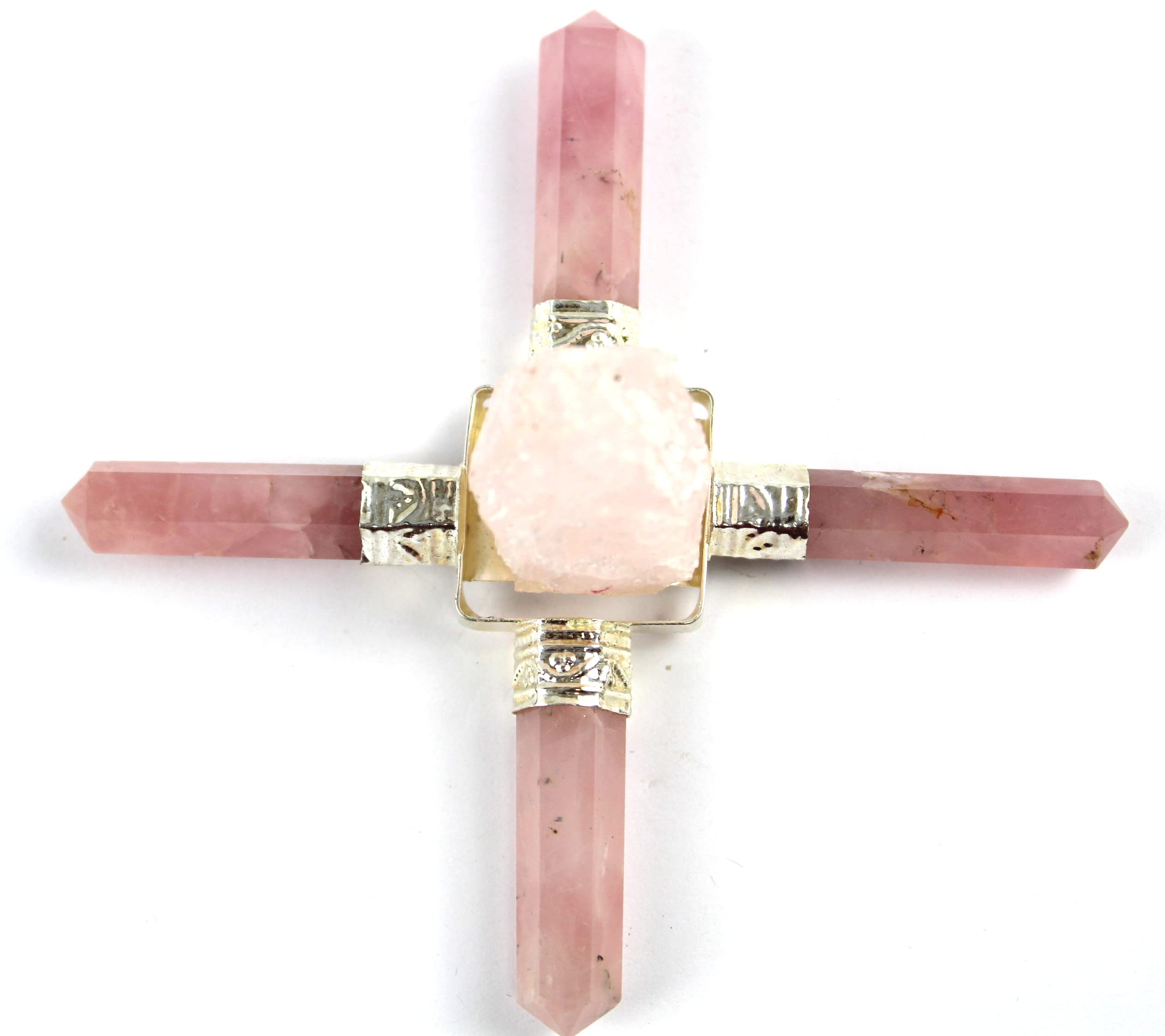 Natural Rough Rose Quartz Generator | 4 Point | Promote Love , Relationship | Emotional Healing | Energy Balance