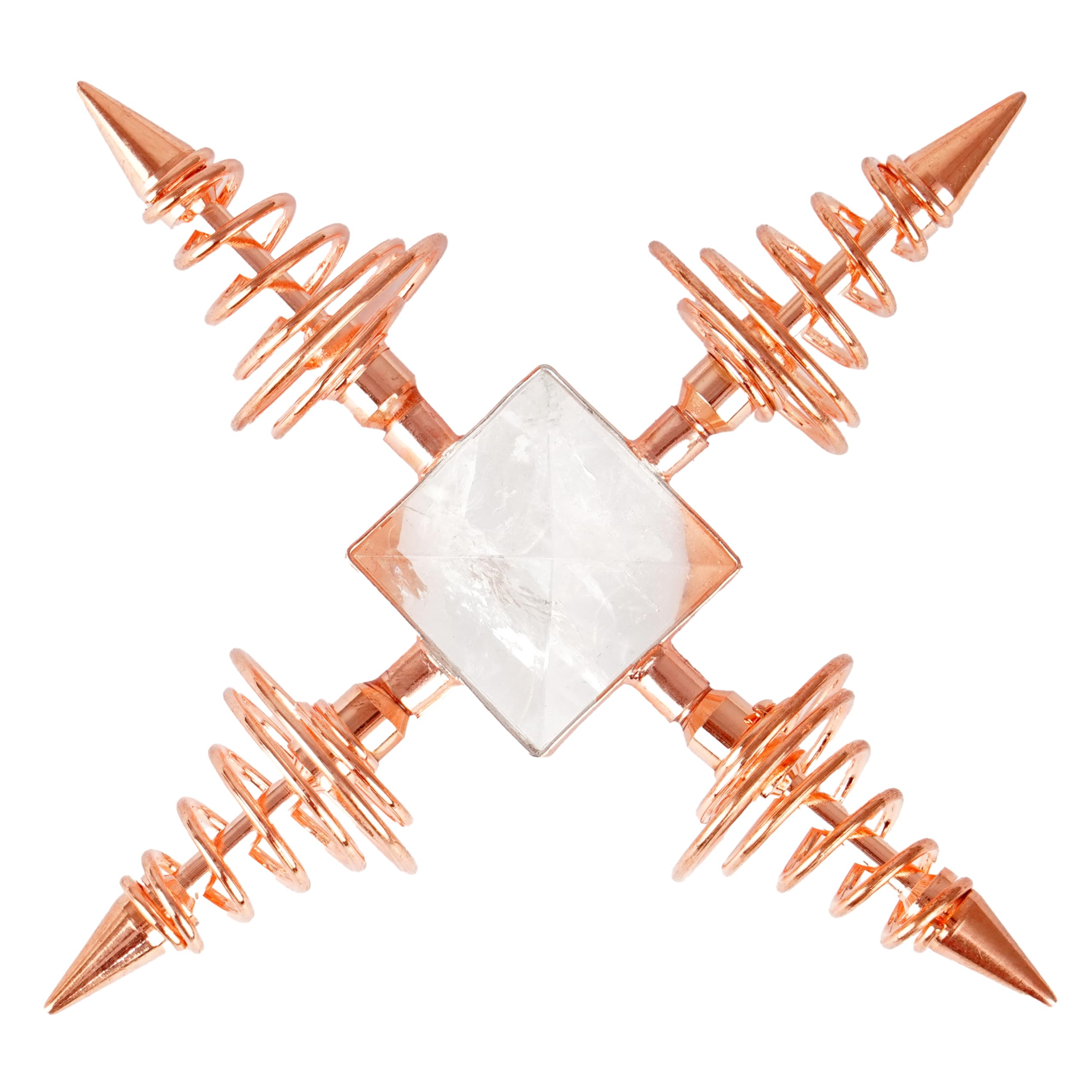 Handcrafted Copper Coil Crystal Quartz Pyramid Generator | 4 point | Spiritual Energy | Healing | Energy Balance