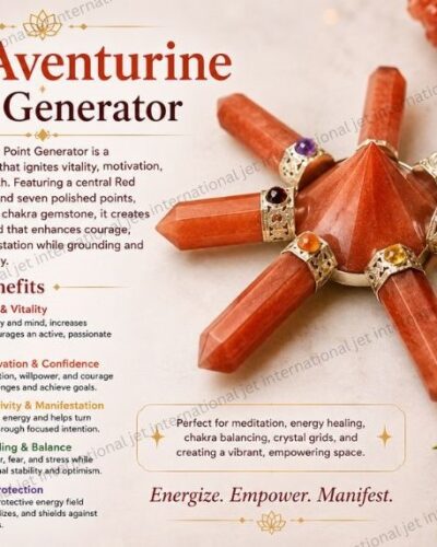 Natural Red Aventurine Generator | 7 point | Crystal Therapy | Reiki Chakra Balance | Red Aventurine Generator