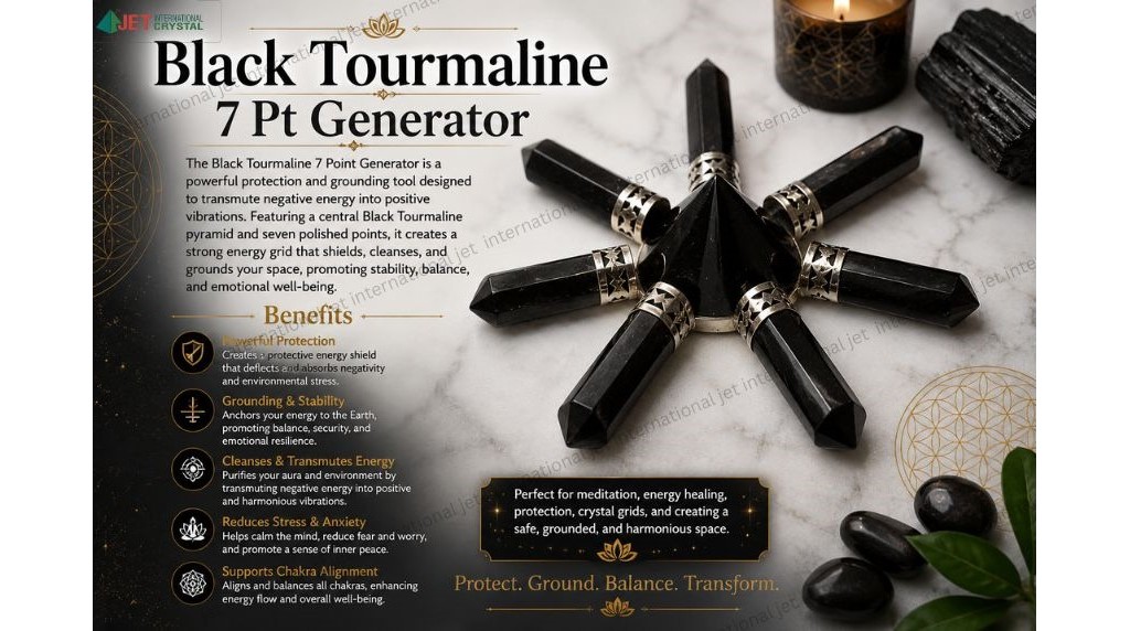 Natural Black Tourmaline Generator | 7 Point | Protection | Remove Negative Energy | Spiritual Energy | Crystal Therapy
