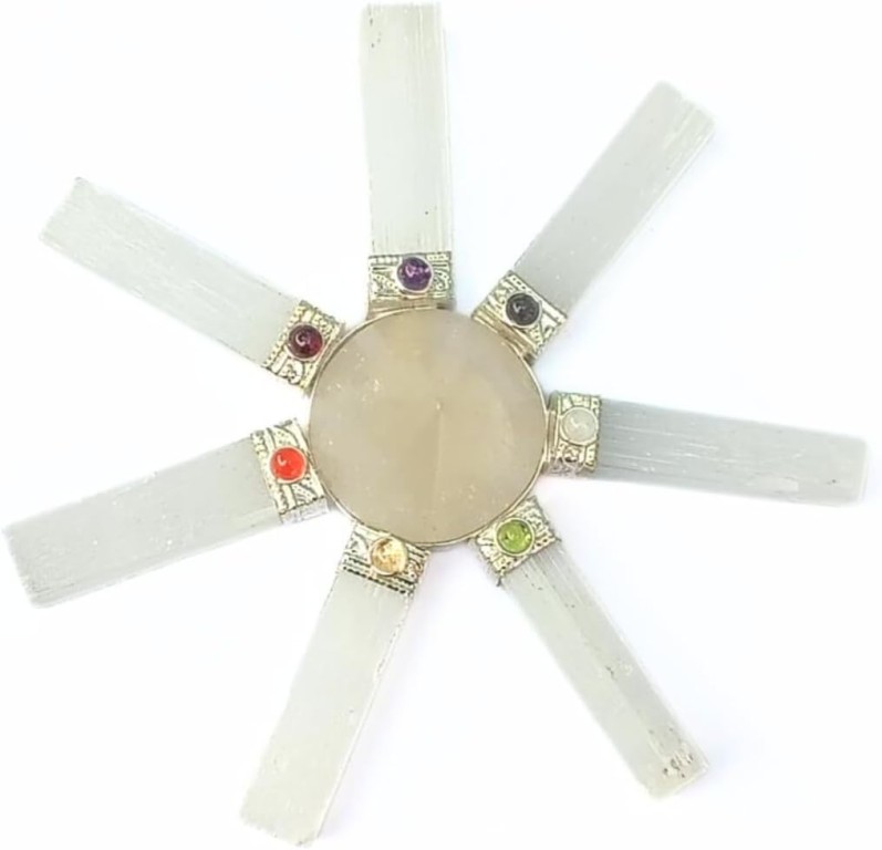 Natural Selenite Energy Generator | 7 Point | Purification | Cleanse Crystal | Energy Healing | Chakra Balancing