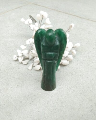 Green Mica Gemstone Angel | 3 Inch Handcrafted Crystal Decorative Figurine for Home, Desk & Gifting