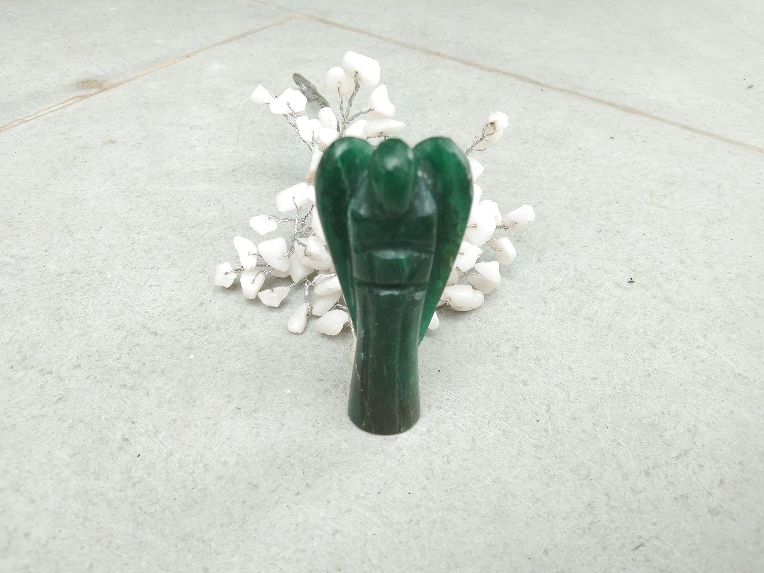 Green Mica Gemstone Angel | 3 Inch Handcrafted Crystal Decorative Figurine for Home, Desk & Gifting