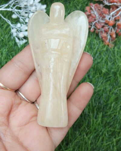 Yellow Aventurine Gemstone Angel | 3 Inch Handcrafted Crystal Decorative Figurine for Home, Desk & Gifting