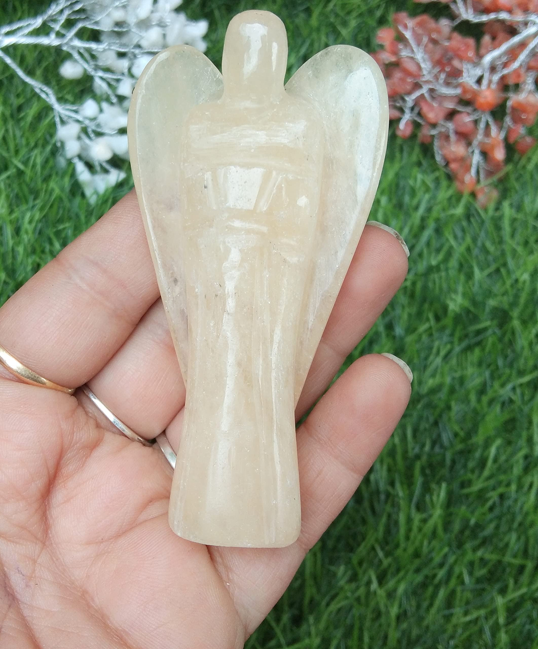 Yellow Aventurine Gemstone Angel | 3 Inch Handcrafted Crystal Decorative Figurine for Home, Desk & Gifting