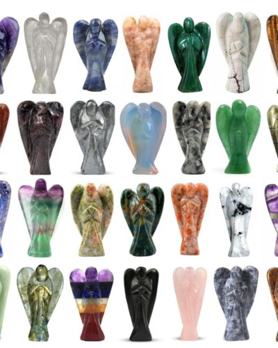 Fantastic Mix Gemstone Angels (Set of 5) | 2 Inch Decorative Crystal Angel Figurines for Home & Gifting