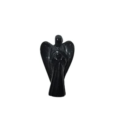 Natural Black Obsidian Angel Figurine – 2 Inch Handcrafted Decorative Crystal for Home Décor & Gifting
