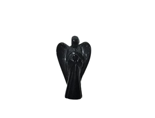Natural Black Obsidian Angel Figurine – 2 Inch Handcrafted Decorative Crystal for Home Décor & Gifting