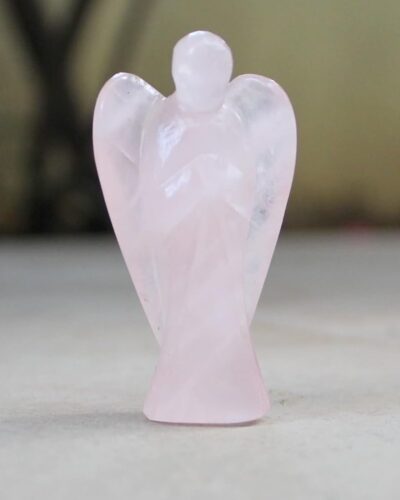Rose Quartz Angel Figurine – 2 Inch Handcrafted Decorative Crystal Angel for Home Décor & Gifting