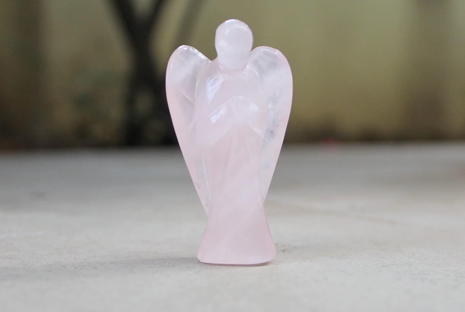 Rose Quartz Angel Figurine – 2 Inch Handcrafted Decorative Crystal Angel for Home Décor & Gifting