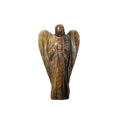 Fantastic Tiger Eye Angel Figurine – 2 Inch Handcrafted Decorative Stone Angel for Home, Desk & Gift