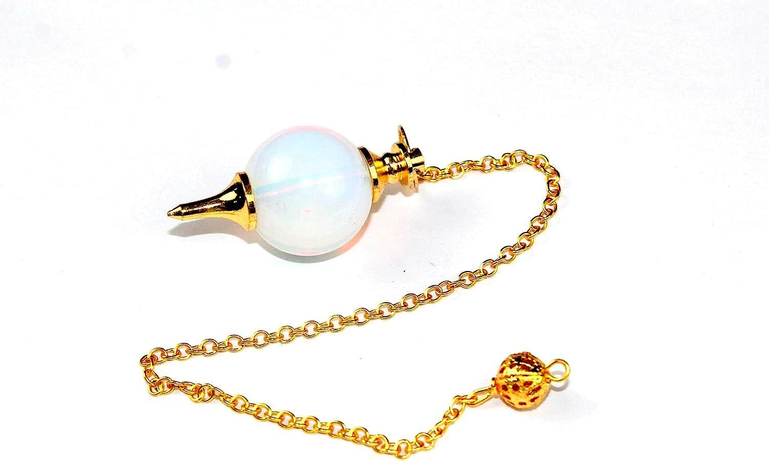 Opalite Sphere Ball Gold plated Pendulum | Authentic | Spirituality | Healing | Dowsing Pendulum