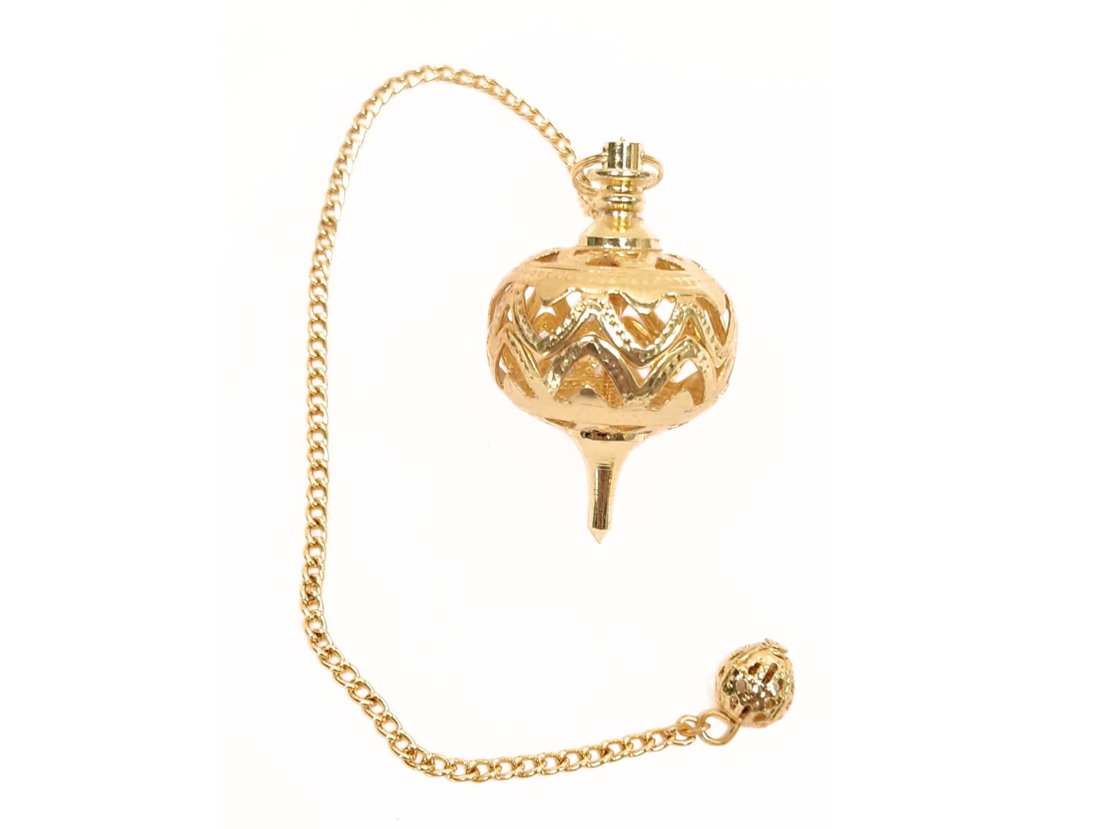 Authentic Gold Plated Cage Ball Pendulum Pointed | Healing | Energy Balancing | Dowsing Pendulum | Gold Plated Pendulum
