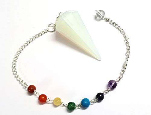 Opalite Chakra Chain Cone Faceted Pendulum | Chakra Balancing | Spiritual Healing | Natural Crystal | Stone Pendulum
