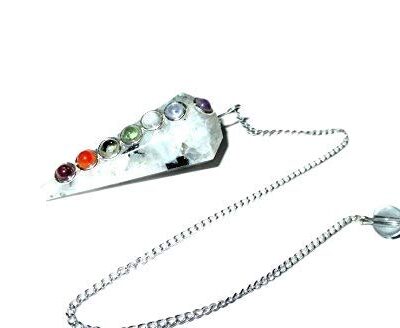 Rainbow Moonstone Chakra Faceted Cone Shaped Pendulum | Positive energy | Spiritual Healing | Natural | Stone Pendulum