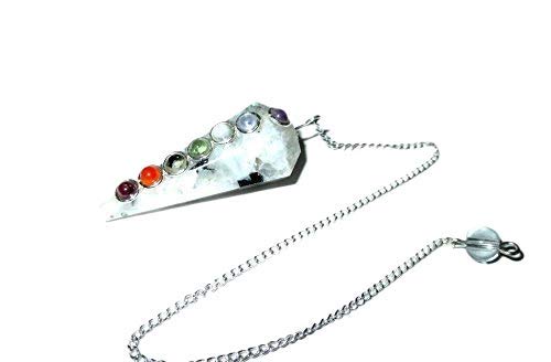 Rainbow Moonstone Chakra Faceted Cone Shaped Pendulum | Positive energy | Spiritual Healing | Natural | Stone Pendulum