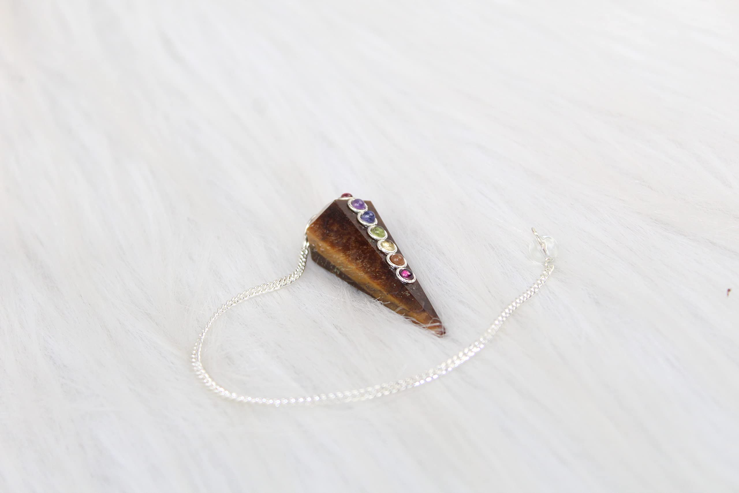 Tiger Eye Chakra Faceted Cone Shaped Pendulum | Positive energy | Spiritual Healing | Natural | Stone Pendulum