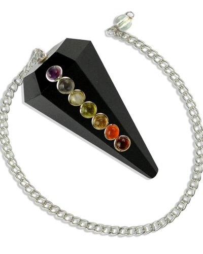 Tourmaline Chakra Faceted Cone Shaped Pendulum | Spiritual Healing | Protection Energy | Natural | Stone Pendulum