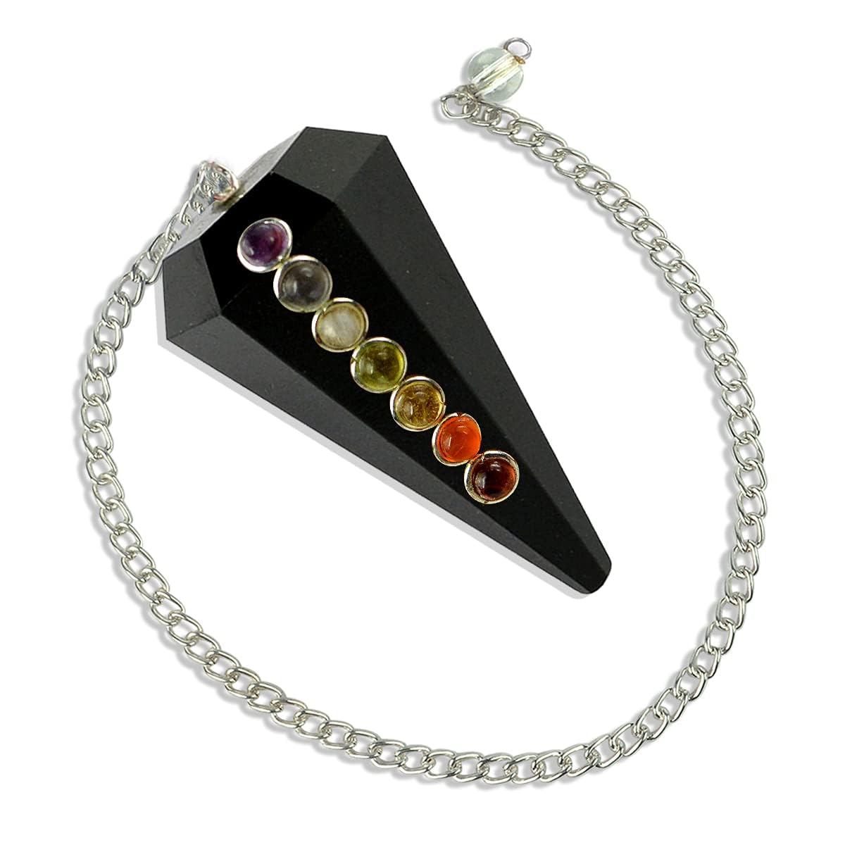 Tourmaline Chakra Faceted Cone Shaped Pendulum | Spiritual Healing | Protection Energy | Natural | Stone Pendulum