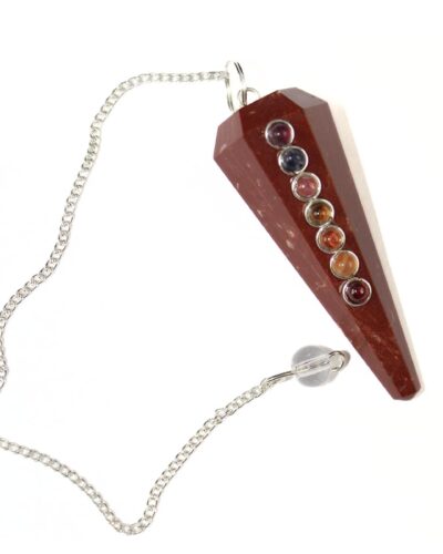 Red Jasper Chakra Faceted Cone Shaped Pendulum | Spiritual Healing | Grounding Energy | Natural | Stone Pendulum