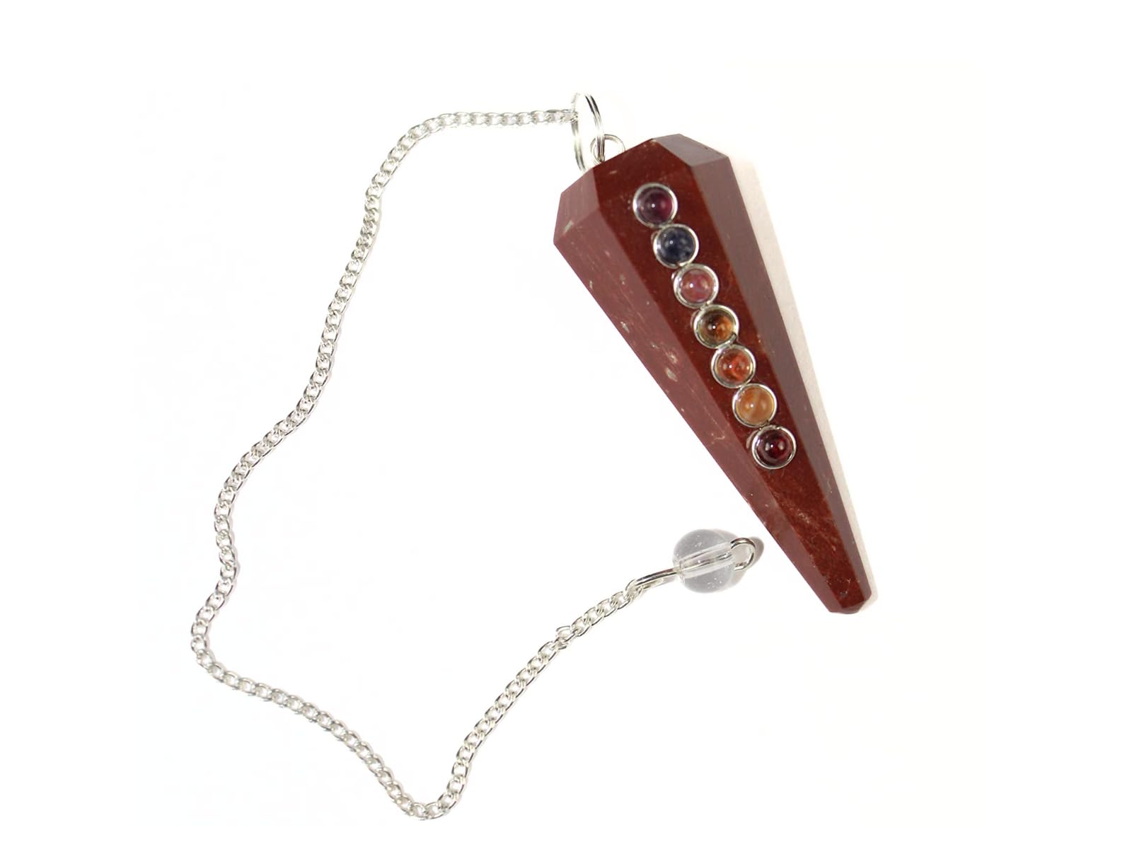 Red Jasper Chakra Faceted Cone Shaped Pendulum | Spiritual Healing | Grounding Energy | Natural | Stone Pendulum