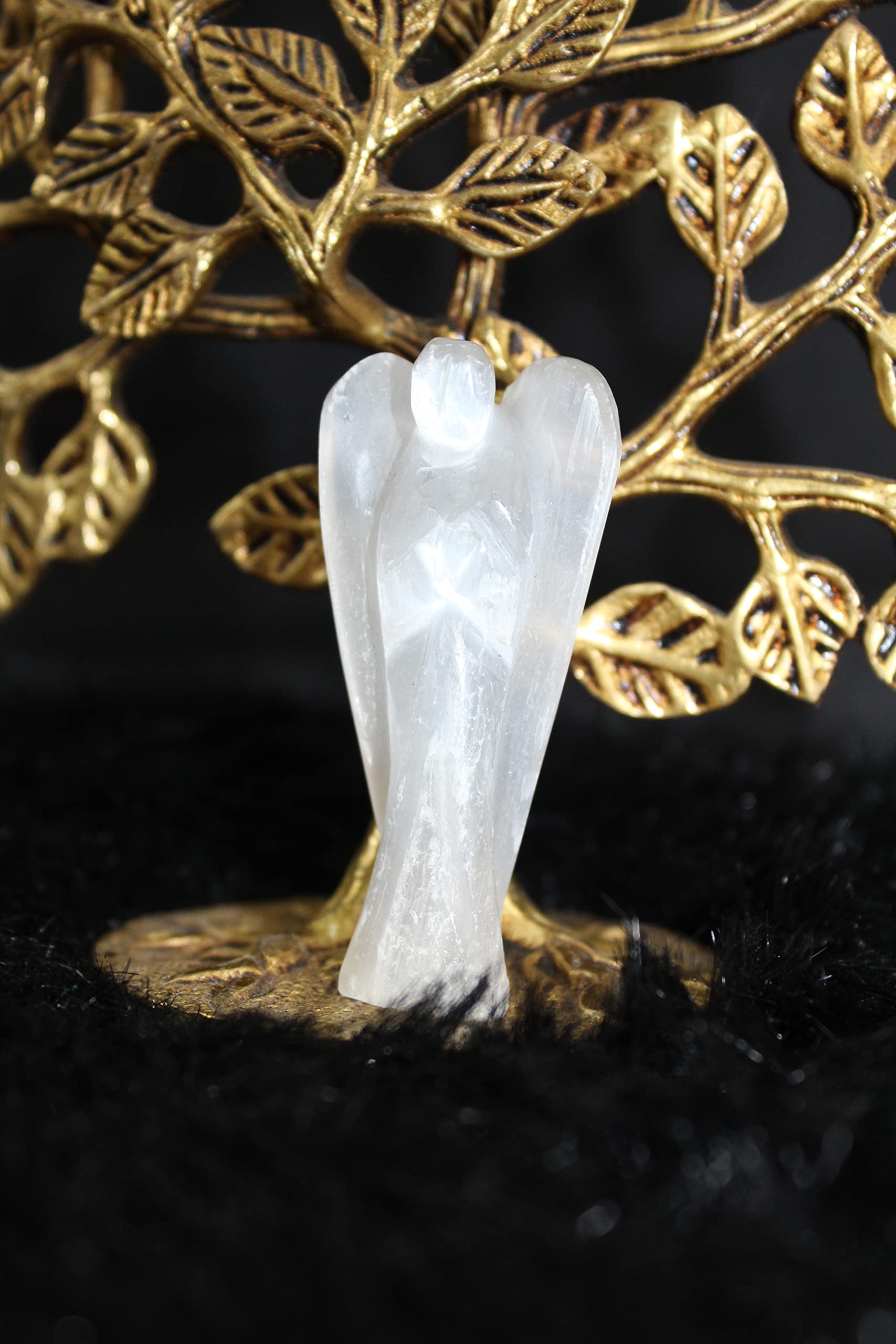 Selenite Gemstone Angel | 2-inch | Energized Crystal | Spiritual Energy | Natural Crystal Agate | Home Office Decor