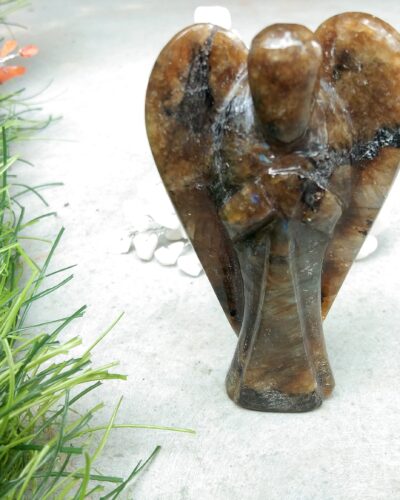 Labradorite Gemstone Angel | 3-inch | Carved Pocket Guardian Angel | Natural Crystal Angel | Home Office Decor