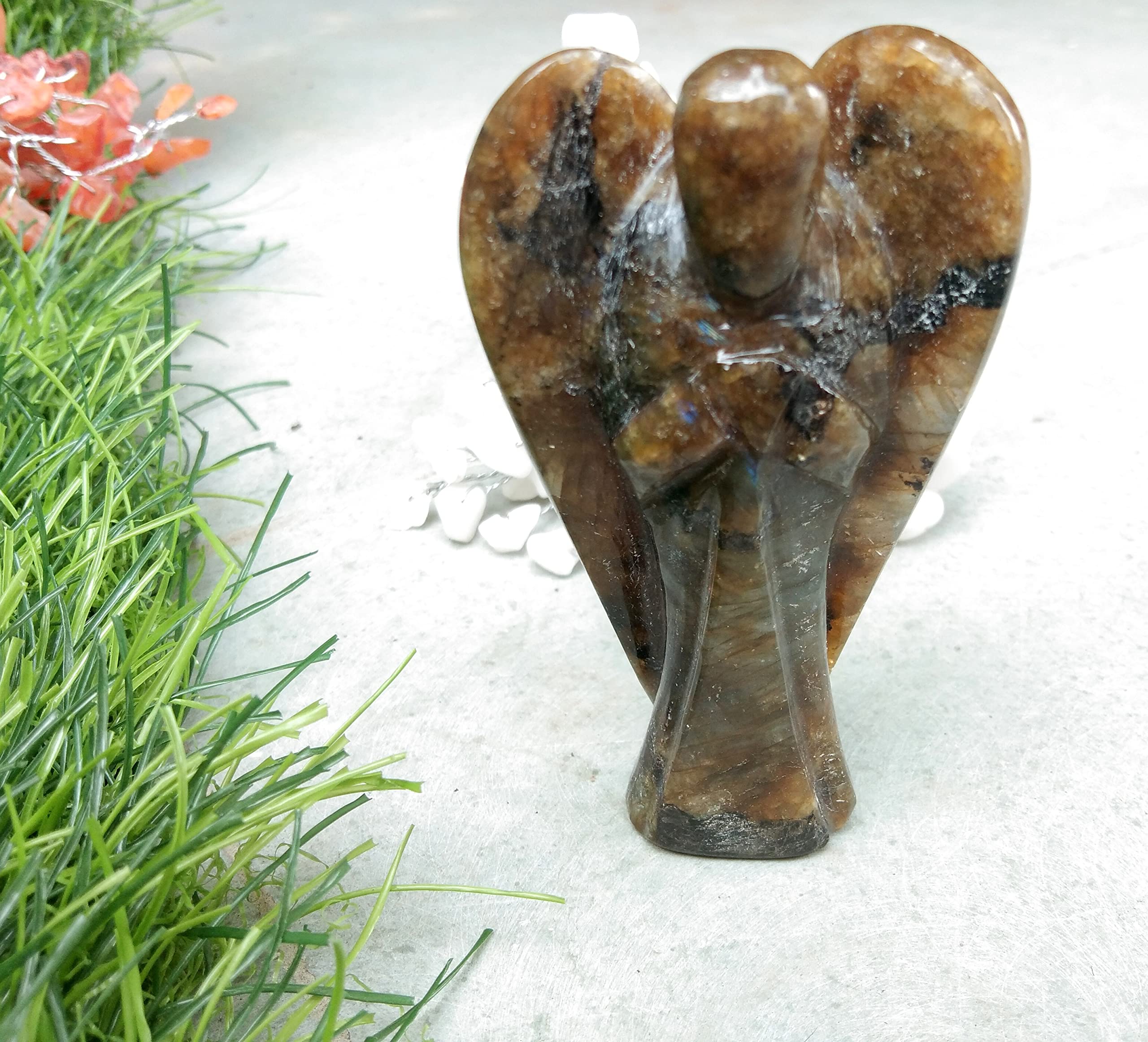 Labradorite Gemstone Angel | 3-inch | Carved Pocket Guardian Angel | Natural Crystal Angel | Home Office Decor