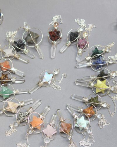 Authentic Assorted Spinning Merkaba Pendulum | Chakra Balancing | Natural Stone | ( Set Of 25 )
