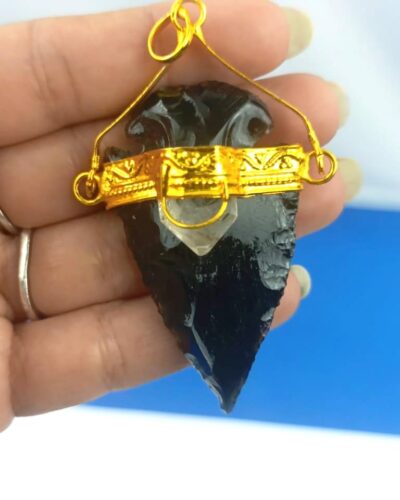 Black Obsidian Arrowhead Pendant | Natural Crystal Quartz | Gemstone | Healing | Point Pendant