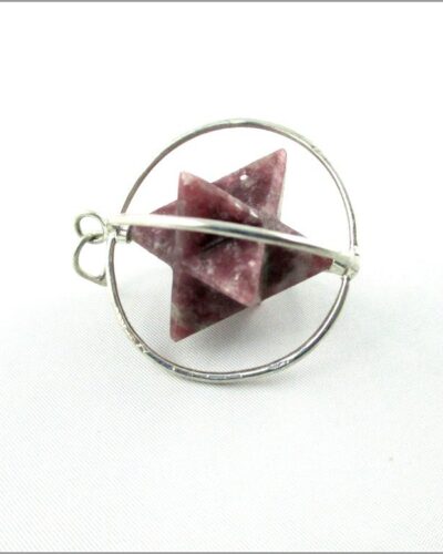 Lepidolite Spinning Star Merkaba Pendant | Chakra Balancing Treatment Healing Stress Relief | Natural Crystal Pendant