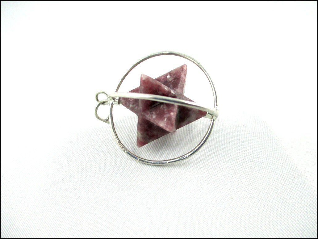 Lepidolite Spinning Star Merkaba Pendant | Chakra Balancing Treatment Healing Stress Relief | Natural Crystal Pendant