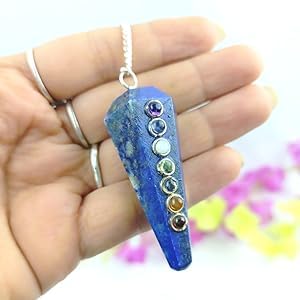 Lapis Lazuli Chakra Faceted Cone Shaped Pendulum | Spiritual Healing | Grounding Energy | Natural | Stone Pendulum